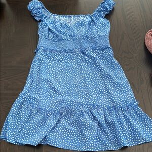 Elegant Blue Ruffle Mini Dress